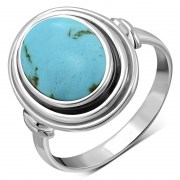 Turquoise Ethnic Style Silver Ring, r48tq